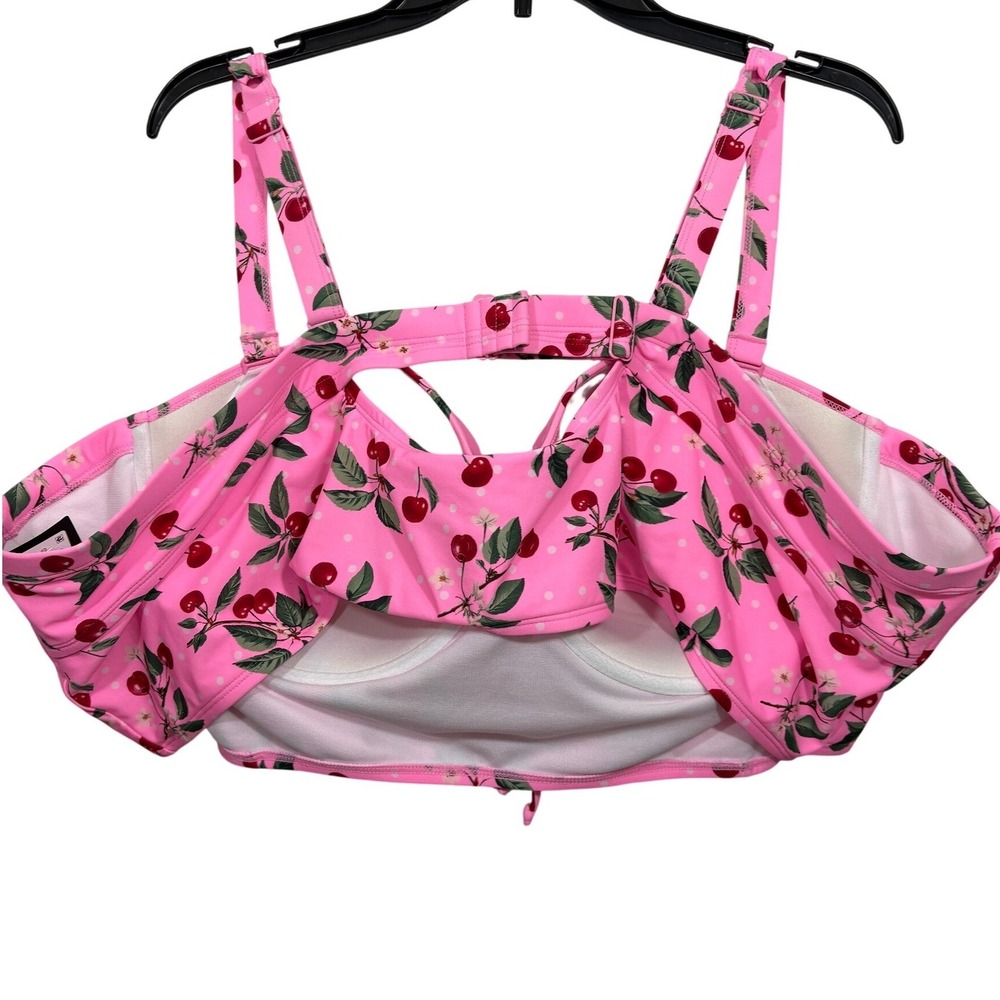 Torrid Wired Longline Bikini Top Cheery Cherry Pink Splash 6 D/DD 26SPR1 - Picture 4 of 5